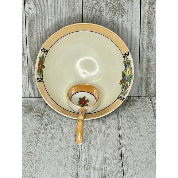 Vintage Noritake Lusterware Porcelain Footed Bowl & Spoon - Picture 2 of 9